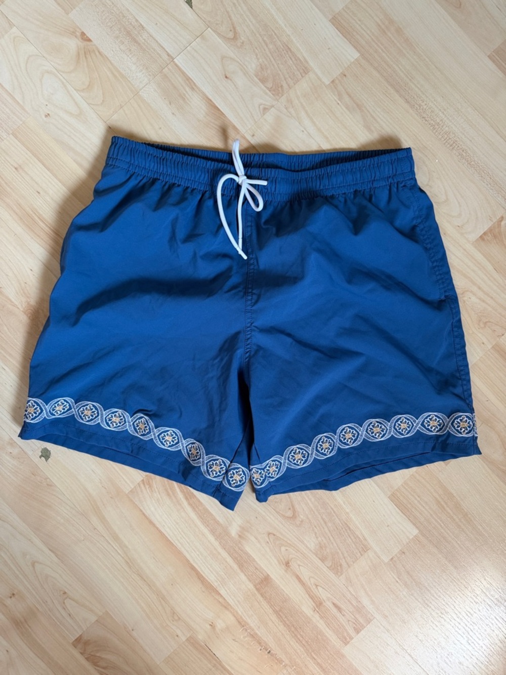 Abercrombie & Fitch Blue Swim Trunks with White Drawstring